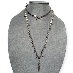 MYKA Designs Y-Drop Necklace Handmade in Canada – Silver-Tone Statement